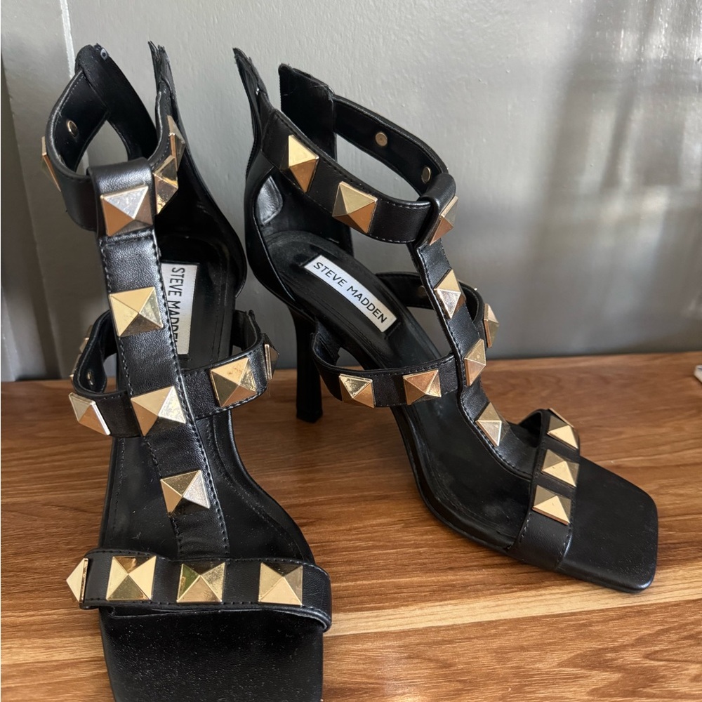 Steve Madden Black Studded High Heel Sandals